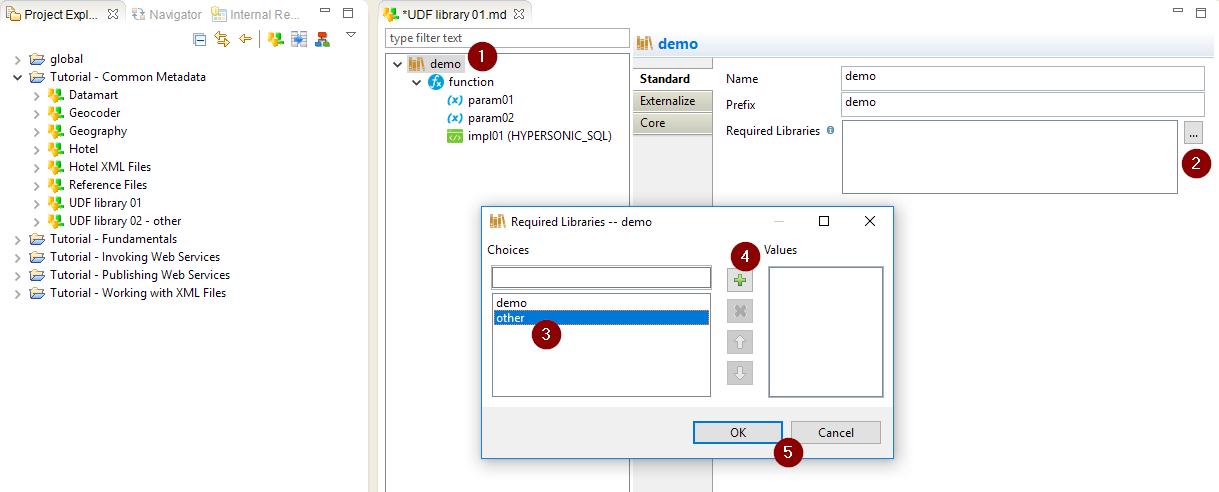 implementation using another udf of another library configuration